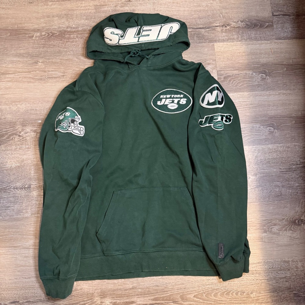 Pro Standard New York Jets NFL Green Patch Hoodie Mens 3XL Chenille Pullover